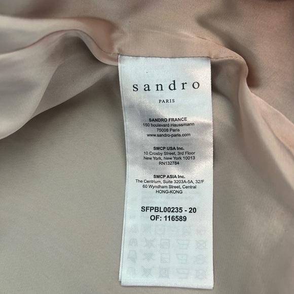 Sandro Mirrored Studded Black Washed Denim Jacket Size EU34 US4 - Picture 5 of 6